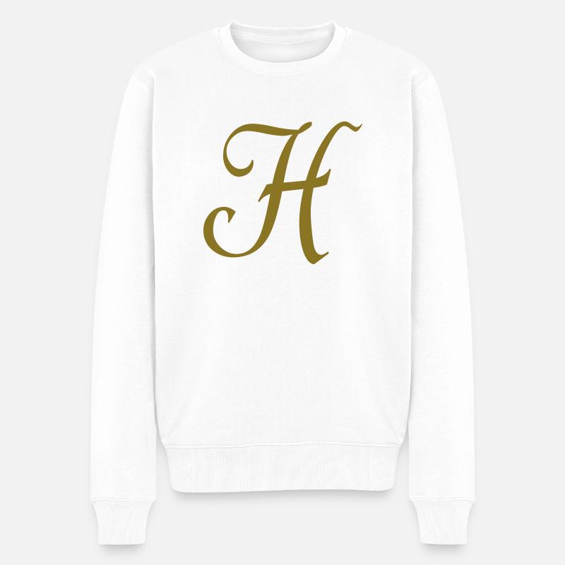 Buchstabe H - Männer Premium Bio Pullover - Weiß
