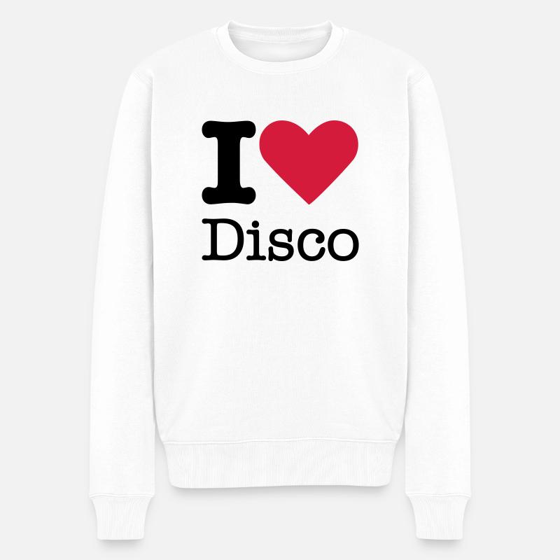 I Love Disco - Männer Premium Bio Pullover - Weiß