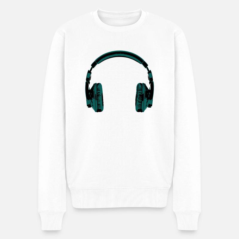headphones - Männer Premium Bio Pullover - Weiß