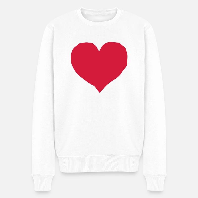 herz - Männer Premium Bio Pullover - Weiß