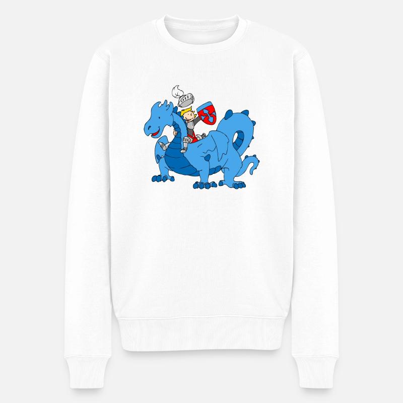 Boy Knight riding Blue Dragon - Pull Premium bio Homme - blanc
