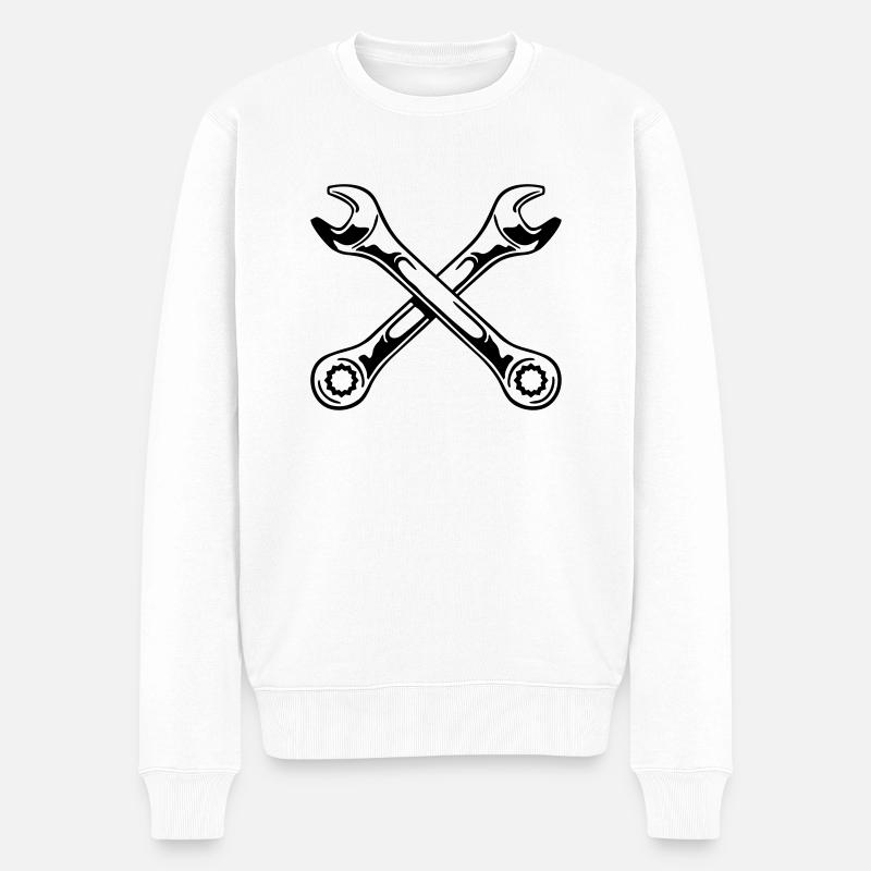 gekreuzte_maulschluessel - Männer Premium Bio Pullover - Weiß