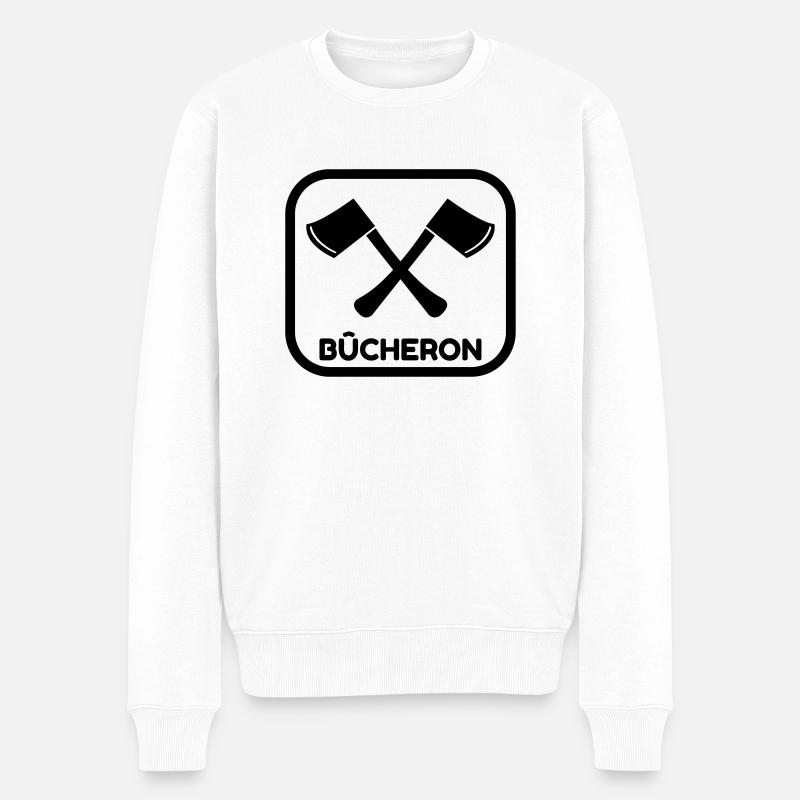 bûcheron / forêt / arbre / bois - Pull Premium bio Homme - blanc