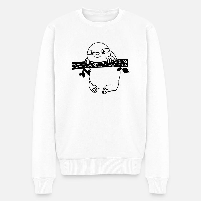 faultier_01 - Männer Premium Bio Pullover - Weiß