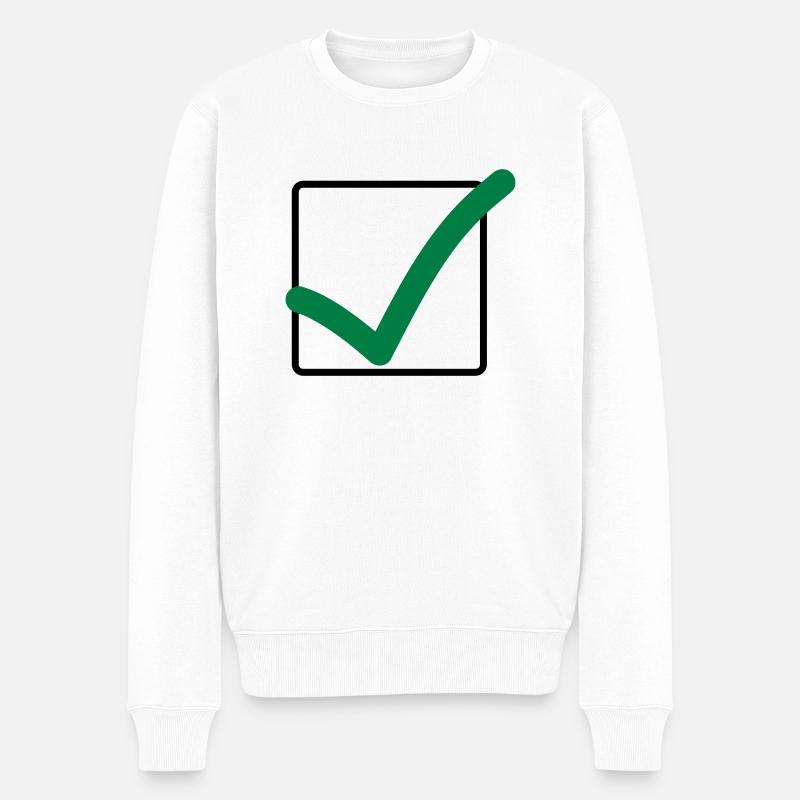 haekchen_02 - Männer Premium Bio Pullover - Weiß