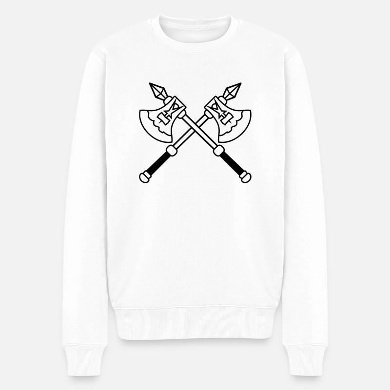 Gekreuzte Krieger Aexte - Männer Premium Bio Pullover - Weiß