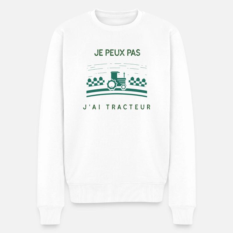 Je peux pas j'ai tracteur - Pull Premium bio Homme - blanc