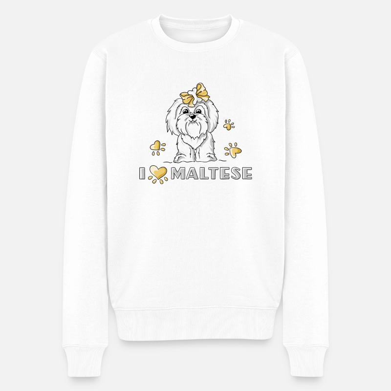 Maltesische Mädchen - Männer Premium Bio Pullover - Weiß