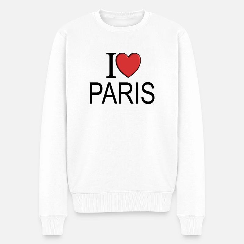 I love Paris - Männer Premium Bio Pullover - Weiß
