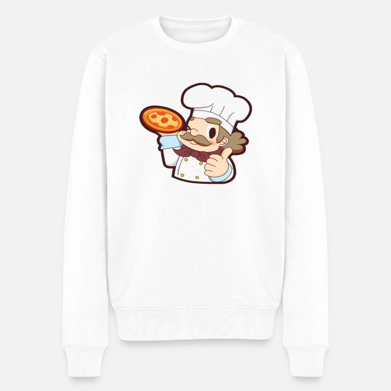 Chef Pizza - Pull Premium bio Homme - blanc