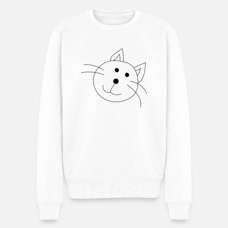 Lustige Katze - Männer Premium Bio Pullover - Weiß