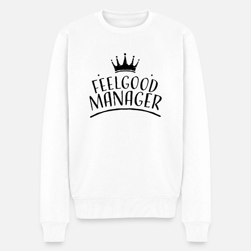 Krone schwarz feelgood manager - Männer Premium Bio Pullover - Weiß