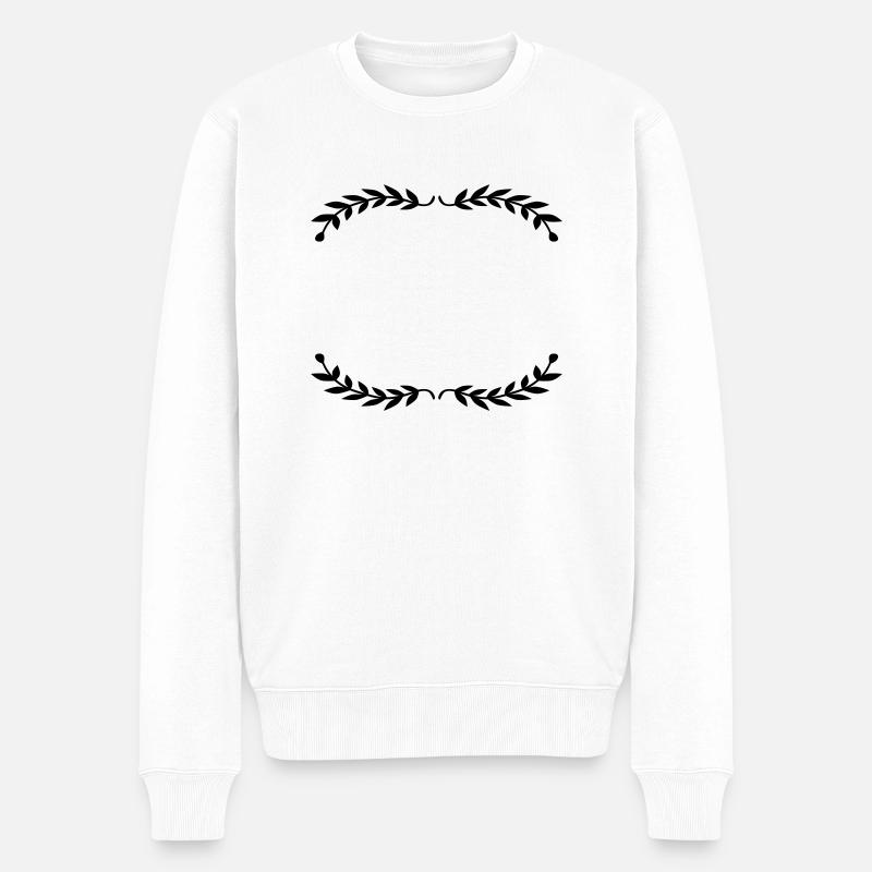 Illustration cadre feuilles de laurier - Pull Premium bio Homme - blanc