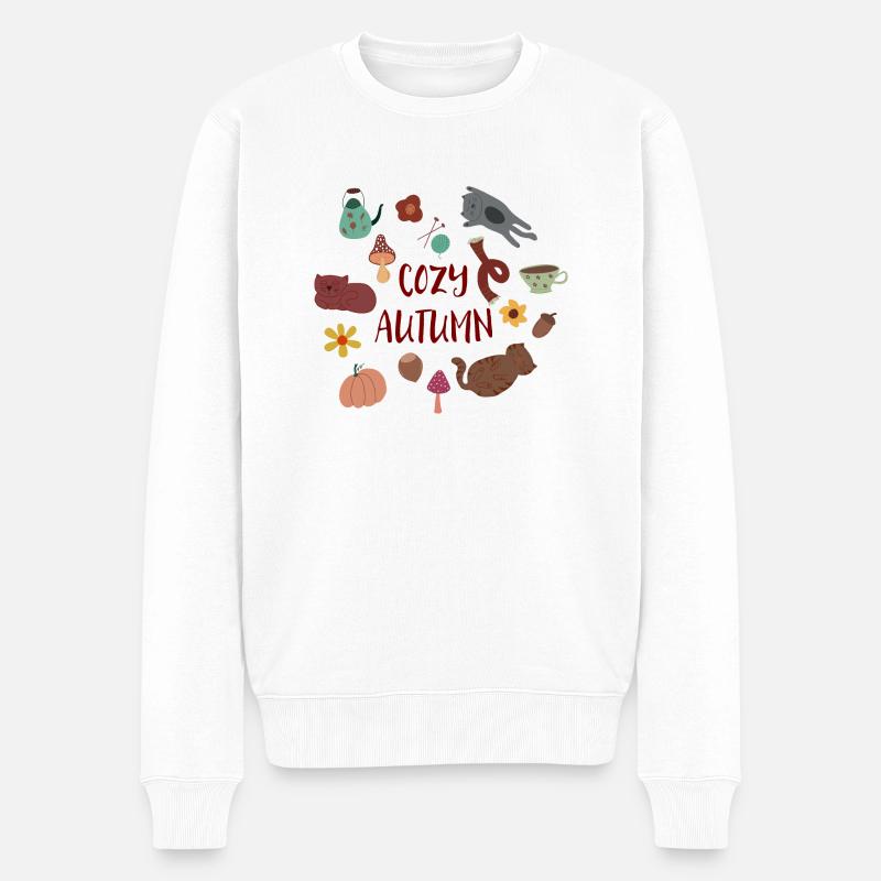 Automne confortable - gemütlicher Herbst - Pull Premium bio Homme - blanc