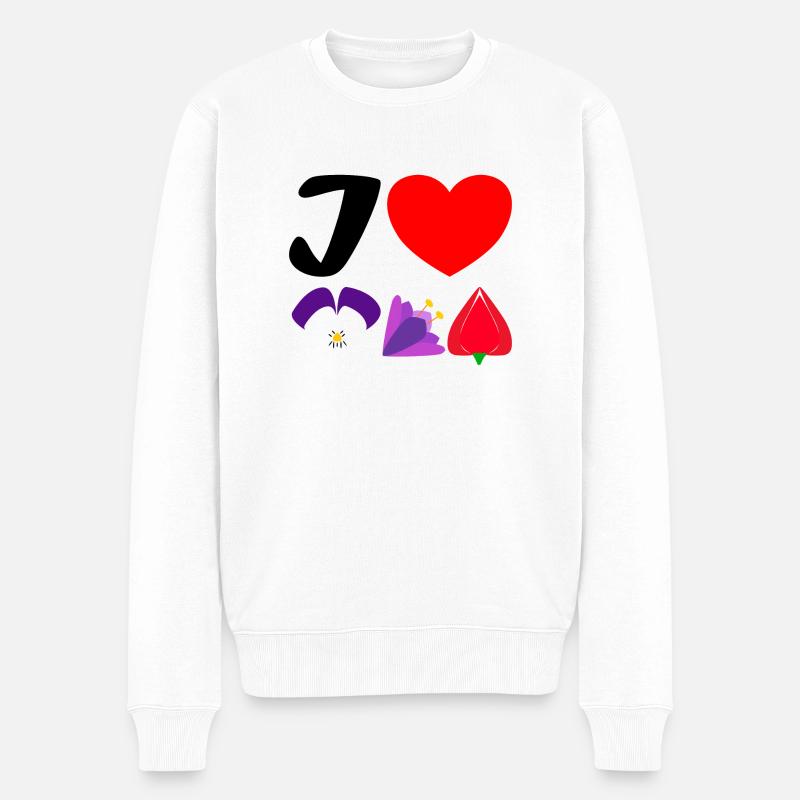 I love springflowers - Männer Premium Bio Pullover - Weiß