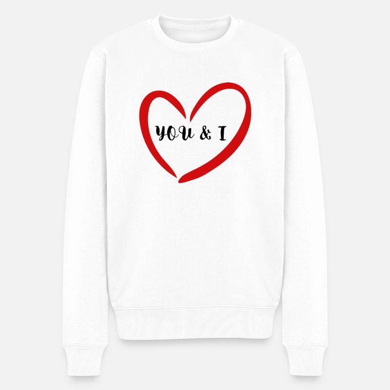 YOU I - Männer Premium Bio Pullover - Weiß
