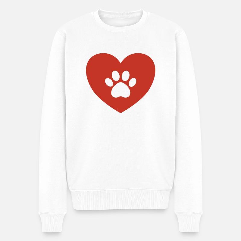 Pfote im Herz - Männer Premium Bio Pullover - Weiß