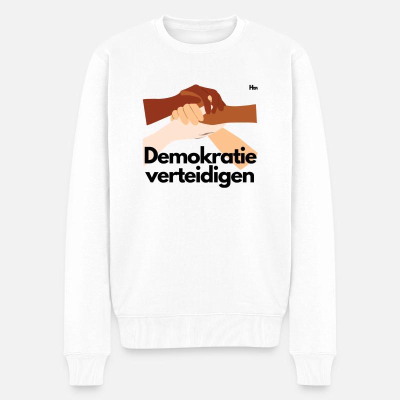 Demokratie verteidigen - Männer Premium Bio Pullover - Weiß