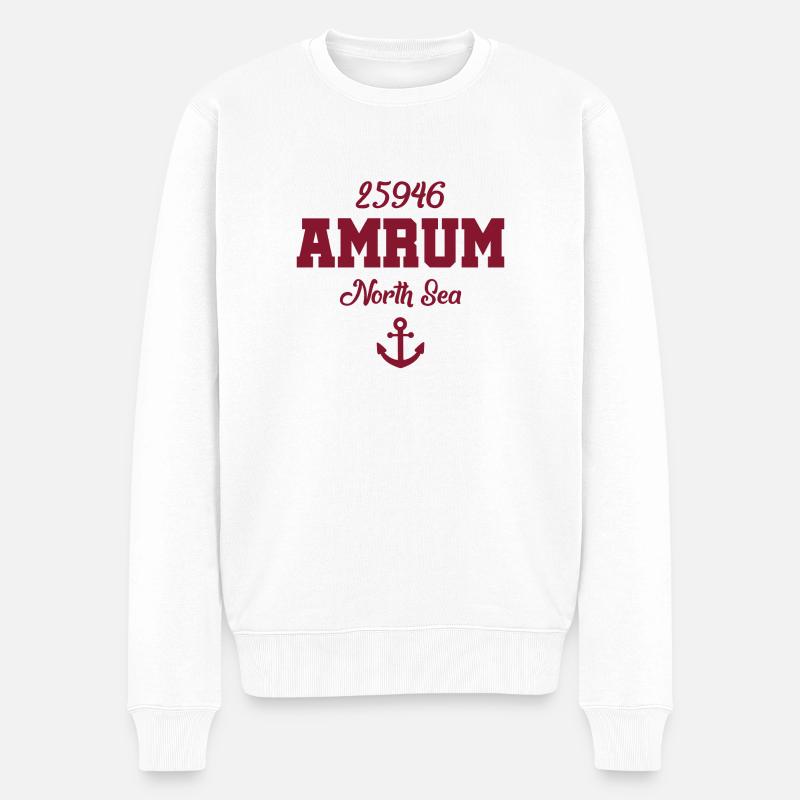 Amrum - 25946 - Nordsee Insel - Männer Premium Bio Pullover - Weiß