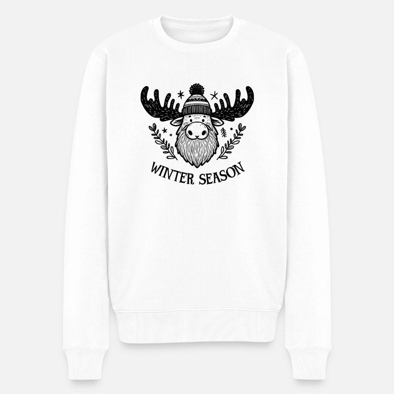 Elch "Winter Season" - Männer Premium Bio Pullover - Weiß