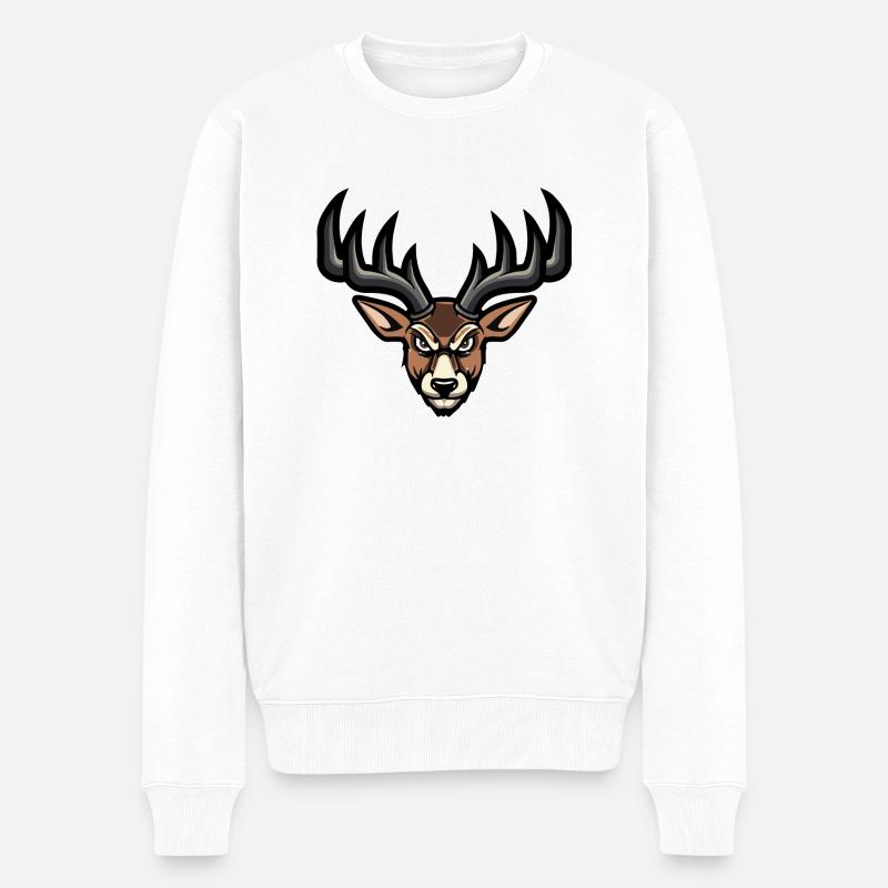 Tête de cerf - Pull Premium bio Homme - blanc