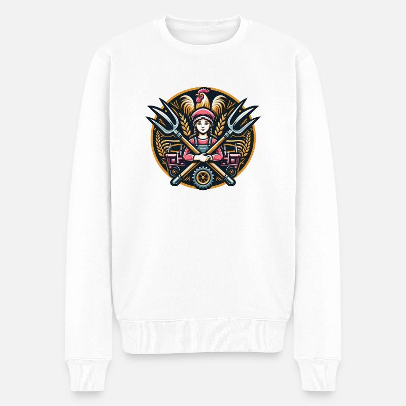 Mädchen vom Dorf Logo - Männer Premium Bio Pullover - Weiß
