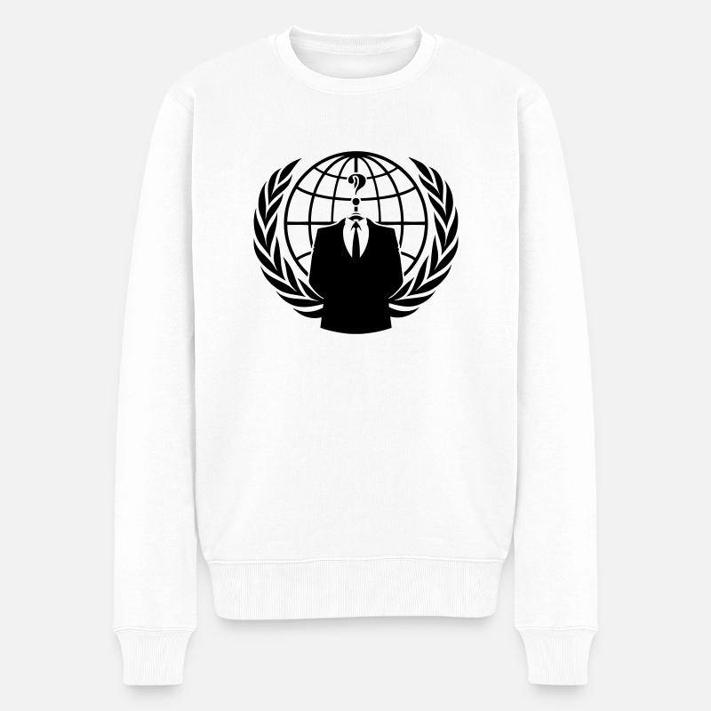 ANONYMOUS - Männer Premium Bio Pullover - Weiß