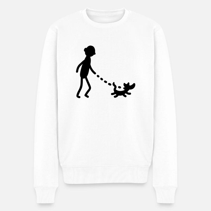 Gassi gehen Hund - Männer Premium Bio Pullover - Weiß