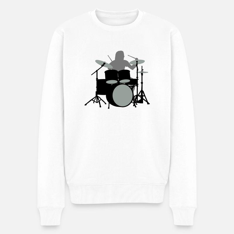 drummer_3c - Männer Premium Bio Pullover - Weiß