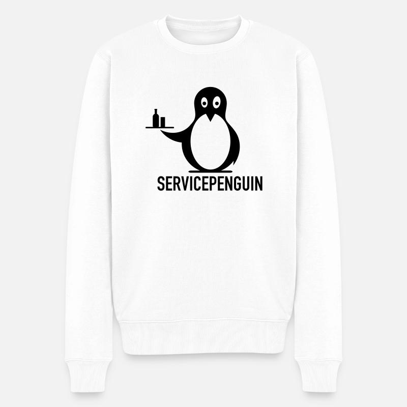 servicepenguin - Männer Premium Bio Pullover - Weiß