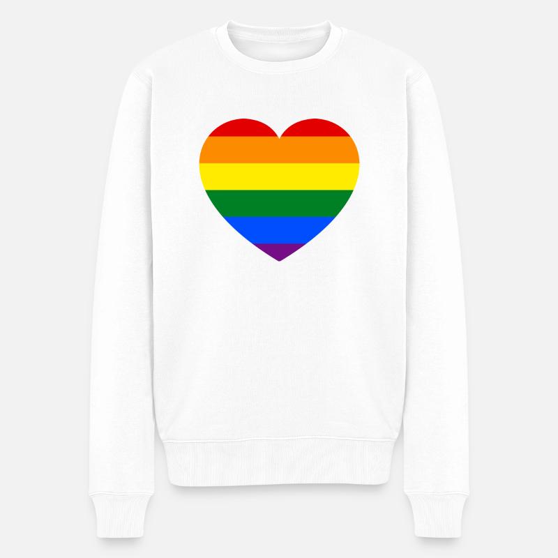 Gay Pride Heart Flag - Männer Premium Bio Pullover - Weiß