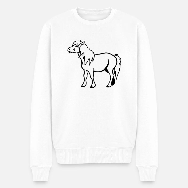 Pony Pferdchen - Männer Premium Bio Pullover - Weiß
