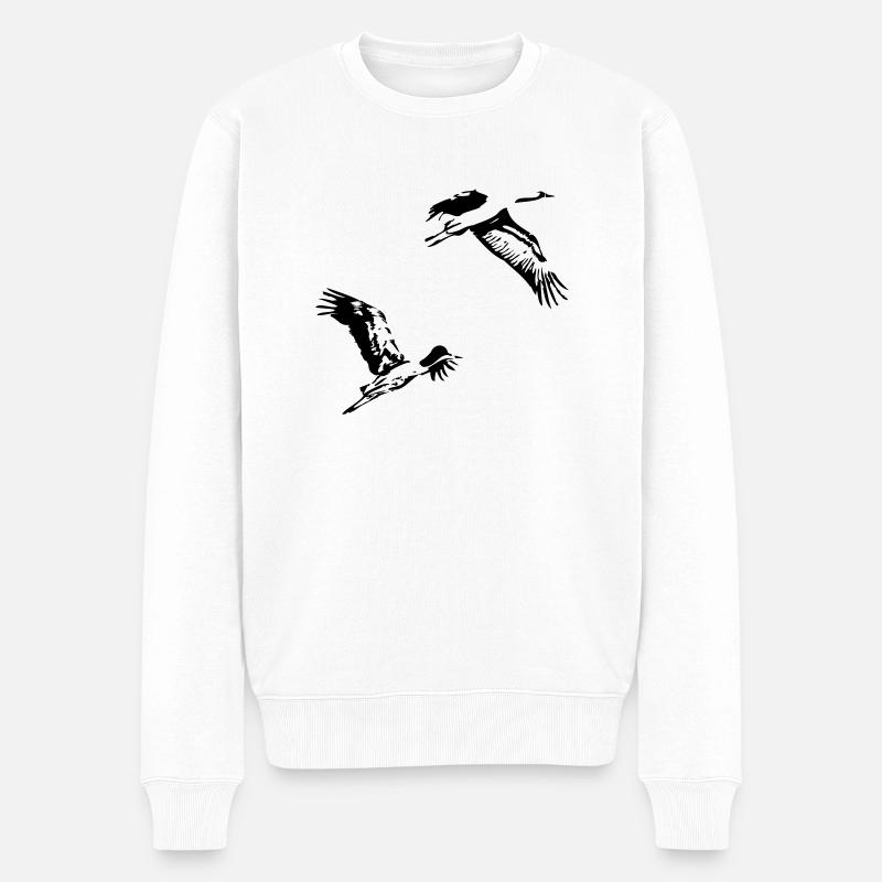 Kraniche - Männer Premium Bio Pullover - Weiß