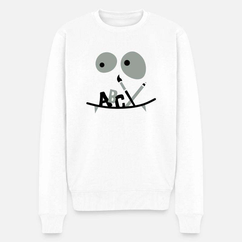 Schulkind - Monster face - Erster Schultag - 2C - Männer Premium Bio Pullover - Weiß