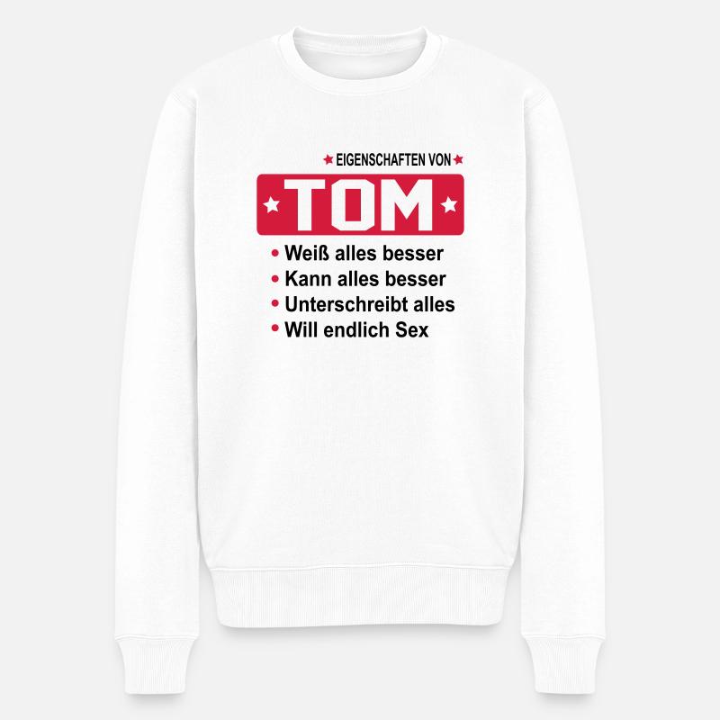 tom - Männer Premium Bio Pullover - Weiß