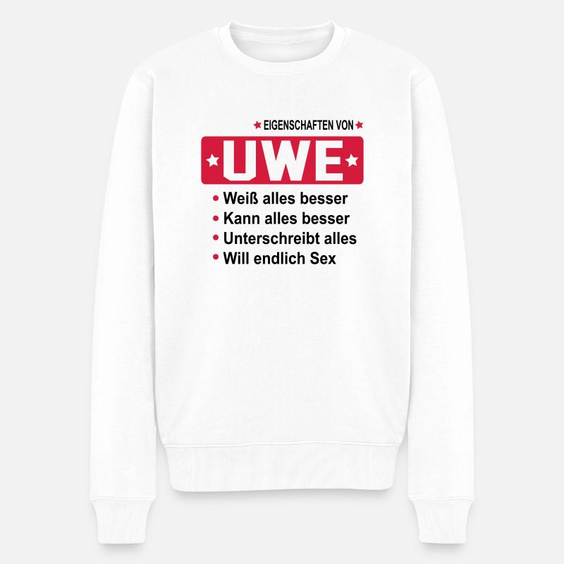 uwe - Männer Premium Bio Pullover - Weiß