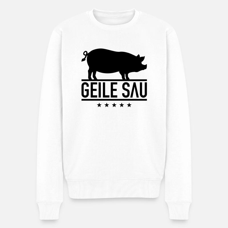 geile_sau__1_f1 - Männer Premium Bio Pullover - Weiß