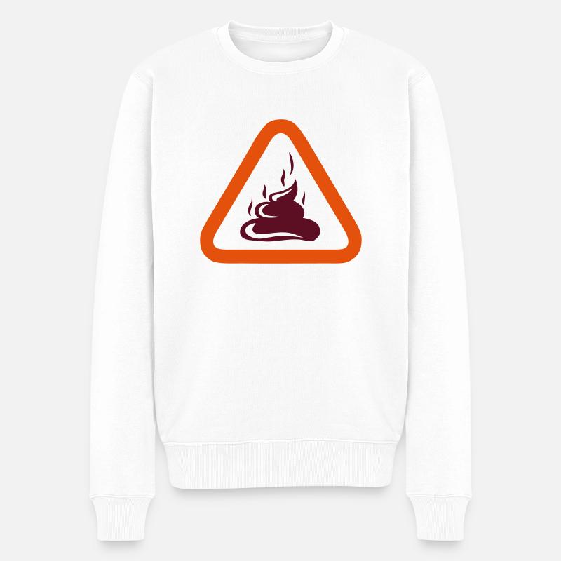 merde panneau danger triangle caca - Pull Premium bio Homme - blanc