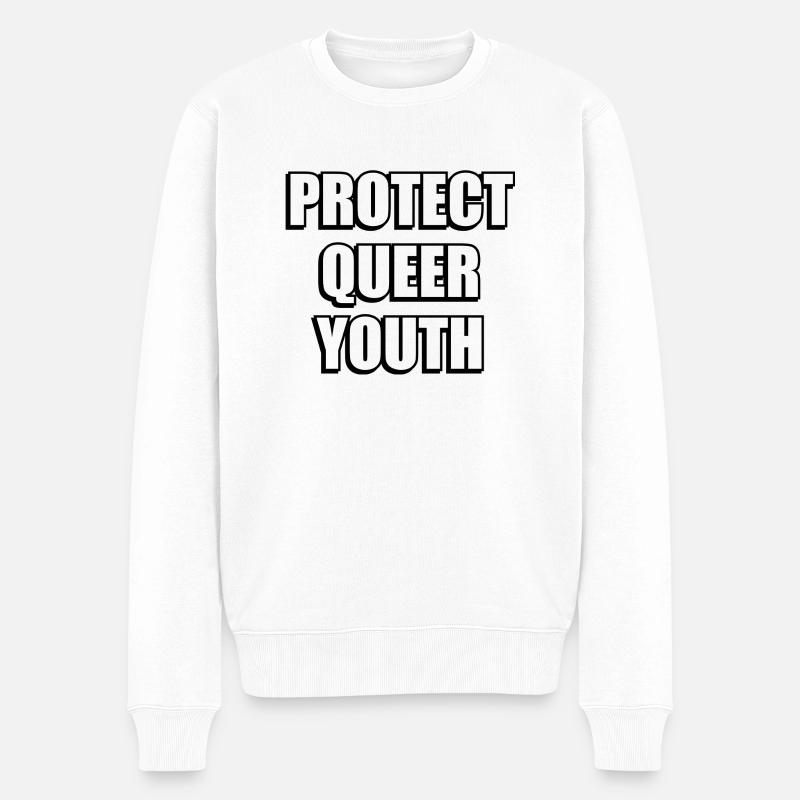 Queere Jugend schützen - Männer Premium Bio Pullover - Weiß
