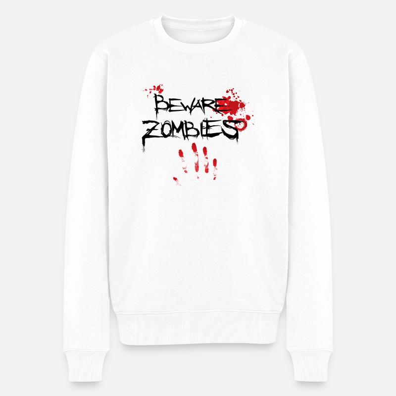 Méfiez-vous des zombies - Pull Premium bio Homme - blanc
