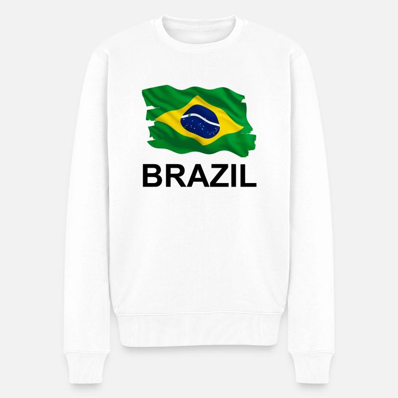 Brasilien - Männer Premium Bio Pullover - Weiß