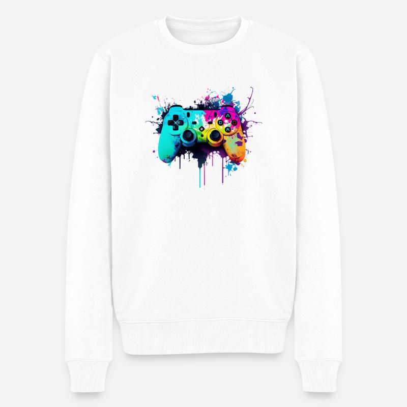 Neon Gaming Controller / Kontroller - Männer Premium Bio Pullover - Weiß