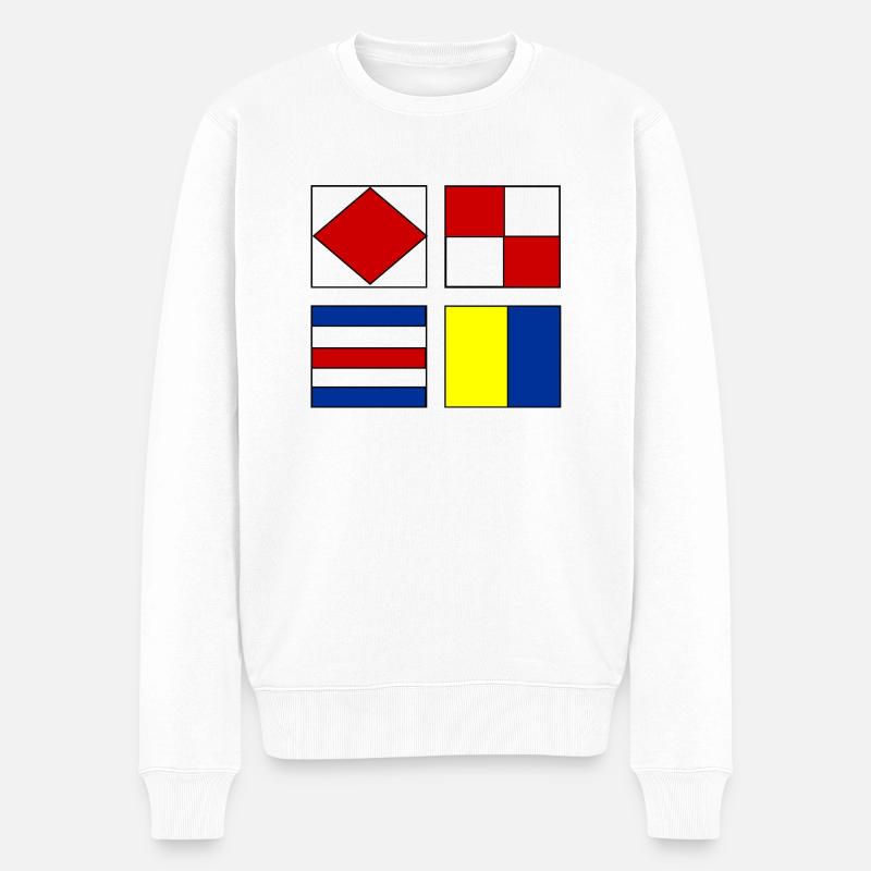 4 drapeaux nautiques - Pull Premium bio Homme - blanc
