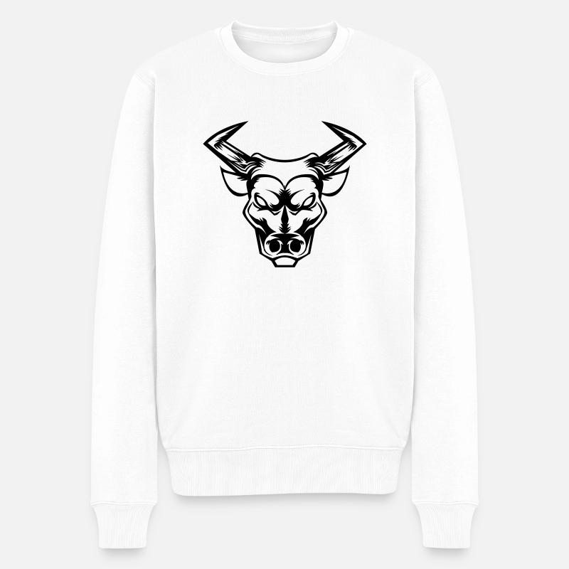 bull stier - Männer Premium Bio Pullover - Weiß