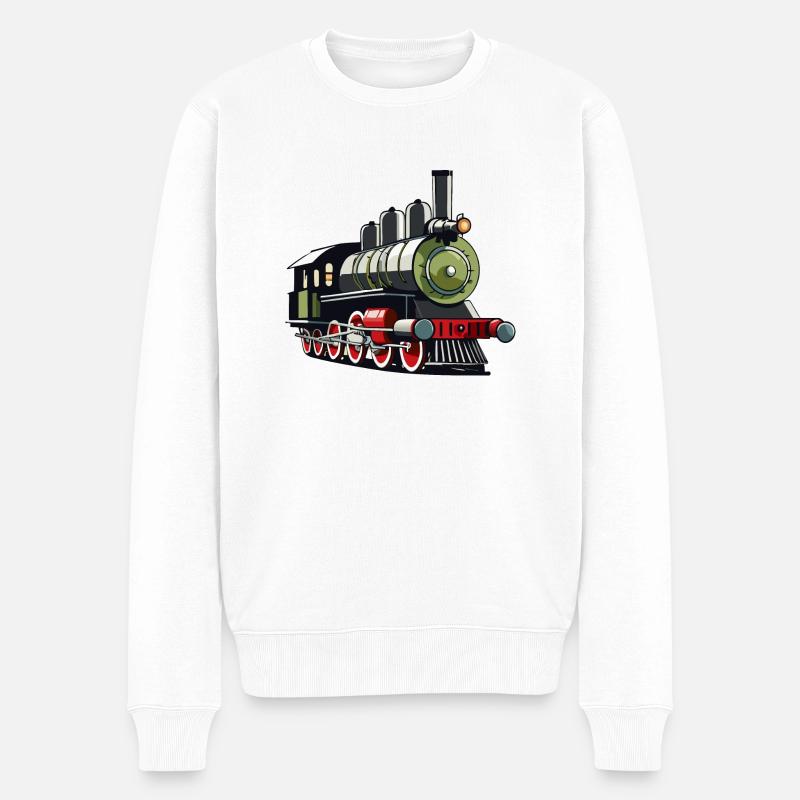 Dampflokomotive - Männer Premium Bio Pullover - Weiß