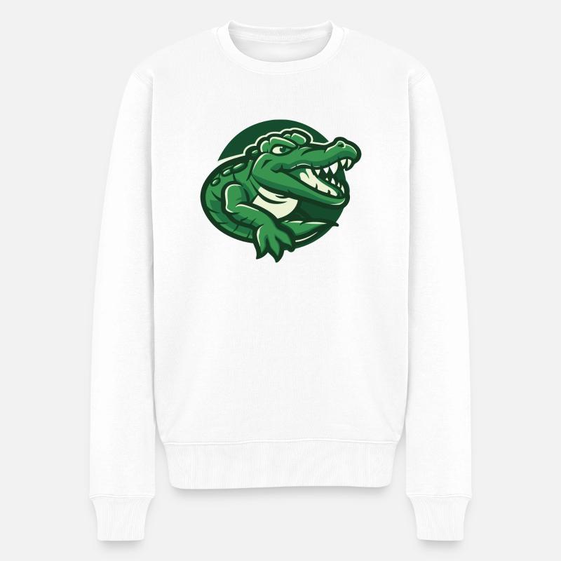 Hans das Krokodil - Männer Premium Bio Pullover - Weiß