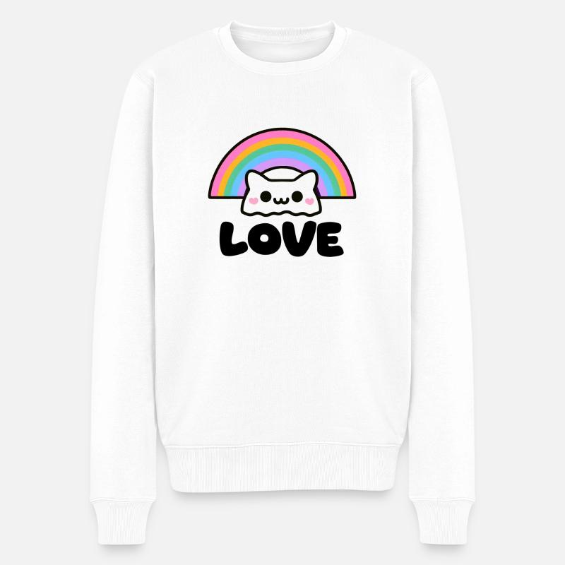 Chat d’amour de la fierté - Pull Premium bio Homme - blanc
