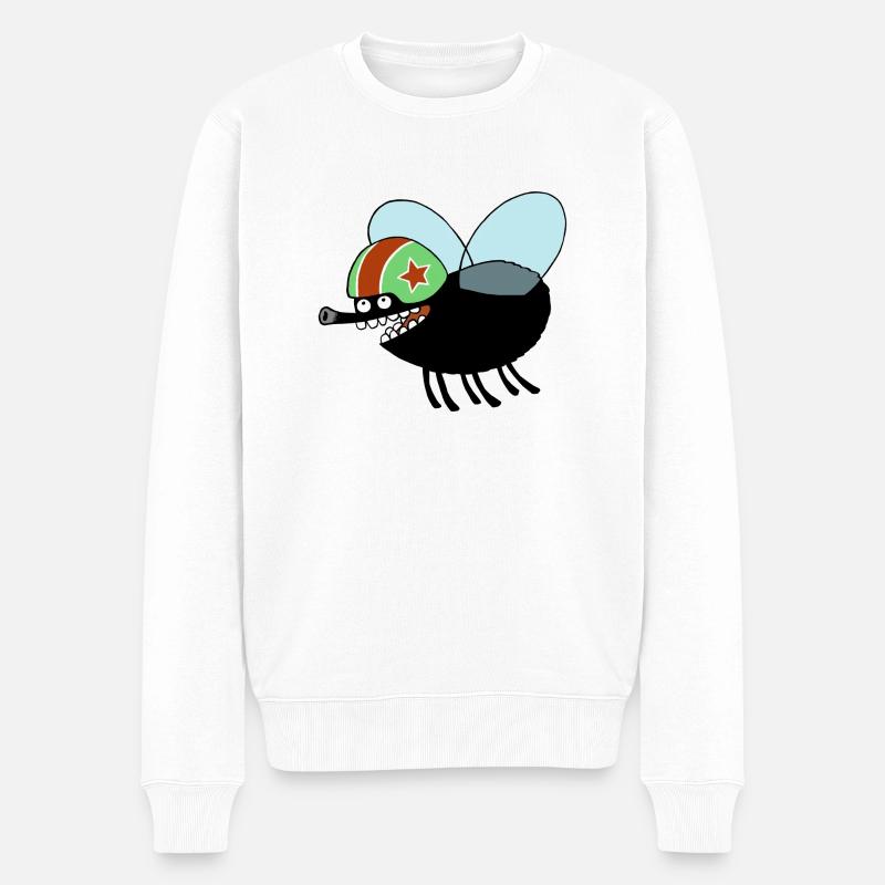 fliegende Fliege - Männer Premium Bio Pullover - Weiß