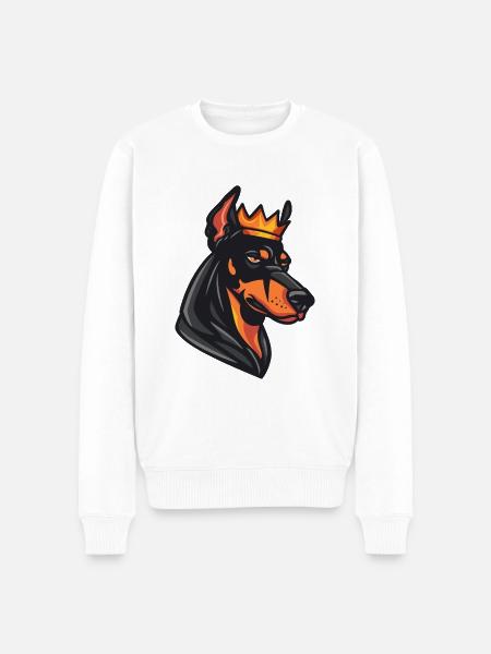 Doberman Hund Krone - Männer Premium Bio Pullover - Weiß