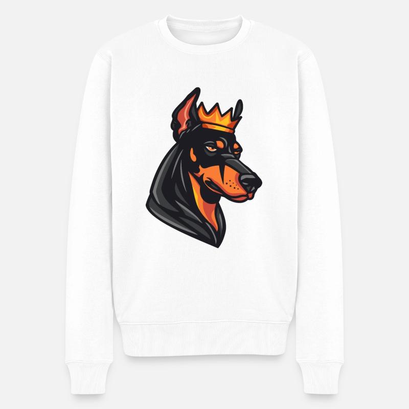 Doberman Hund Krone - Männer Premium Bio Pullover - Weiß